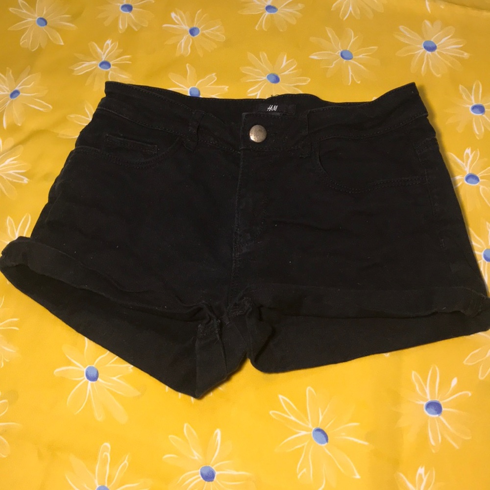 Black jean shorts